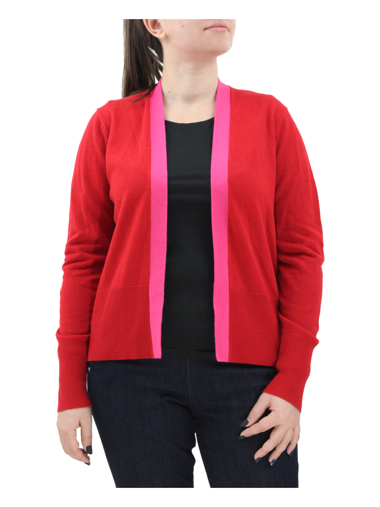 bluza tip cardigan, rosu