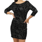 rochie neagra, cu flori argintii, orsay